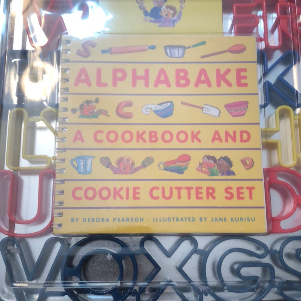 Alphabet cookbook and cookie cutter set